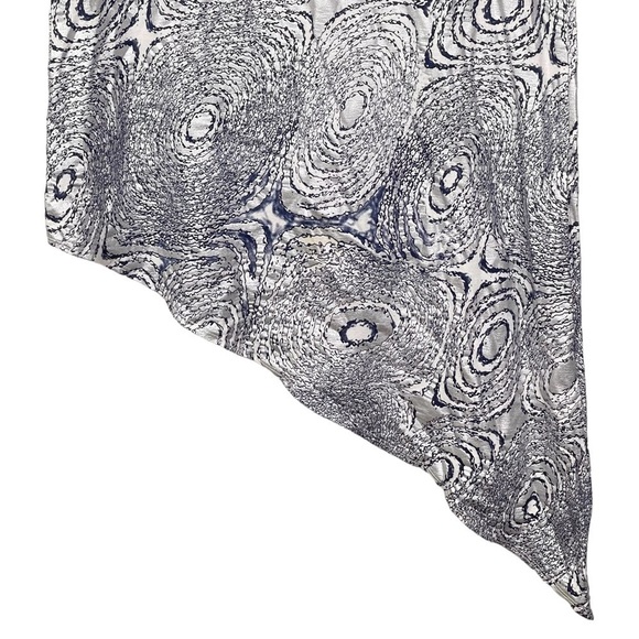 Bryn Walker Top Medium Silver Metallic Print Asymmetrical Hem Shirt Tunic - Picture 7 of 11